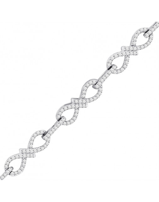 Figure of 8 Design Pave set Diamond Bracelet in 9ct White Gold